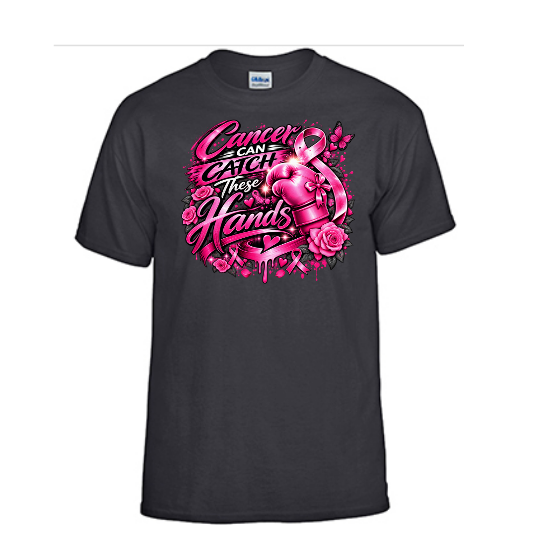 Unisex Short Sleeve T-Shirt (Breast Cancer Awareness Boxing Glove Pink Ribbon Fighter Support Pink)