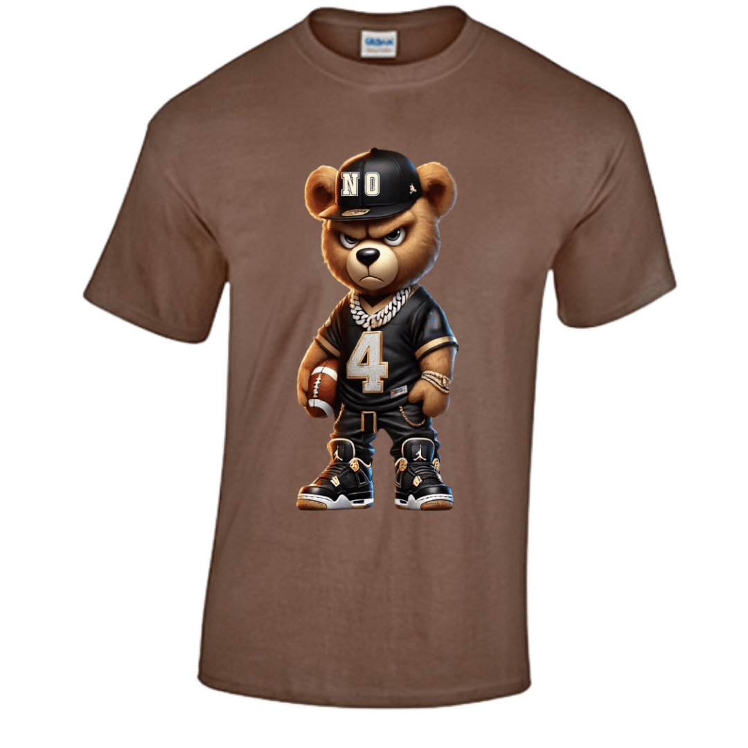 Unisex Short and Long Sleeve T-Shirt (Saints Bear #4 Football)
