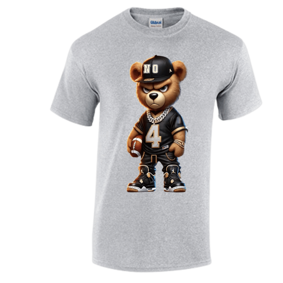 Unisex Short and Long Sleeve T-Shirt (Saints Bear #4 Football)