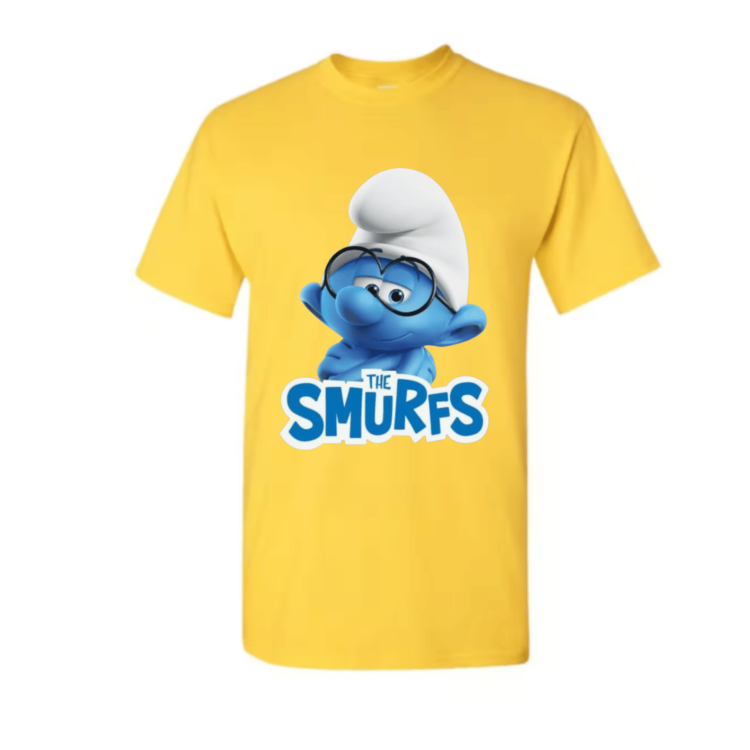 Unisex Short Sleeve T-Shirt (Smurfs "Brainy Smurf" Movie Tees)