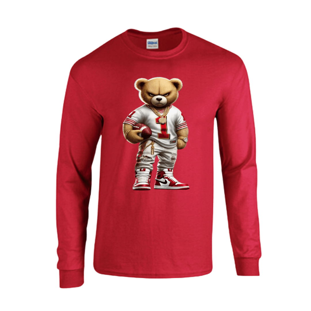 Unisex Short and Long Sleeve T-Shirt (49ers Bear #1 Football)