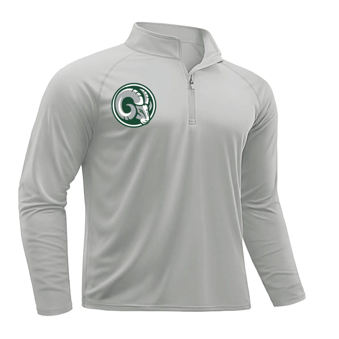 FMS Rams Soccer Men's Long Sleeve Athletic Shirts 1/4 Pullover Zip Sun Protection Rash Guard UPF 50+ Outdoor Running T-Shirts