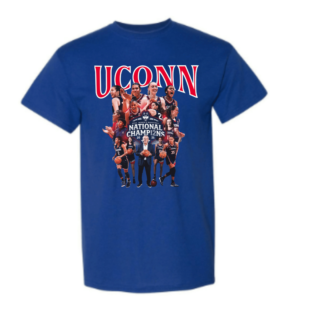 Unisex Short Sleeve T-Shirts (2025 Connecticut Huskies Championship Graphic Shirt)