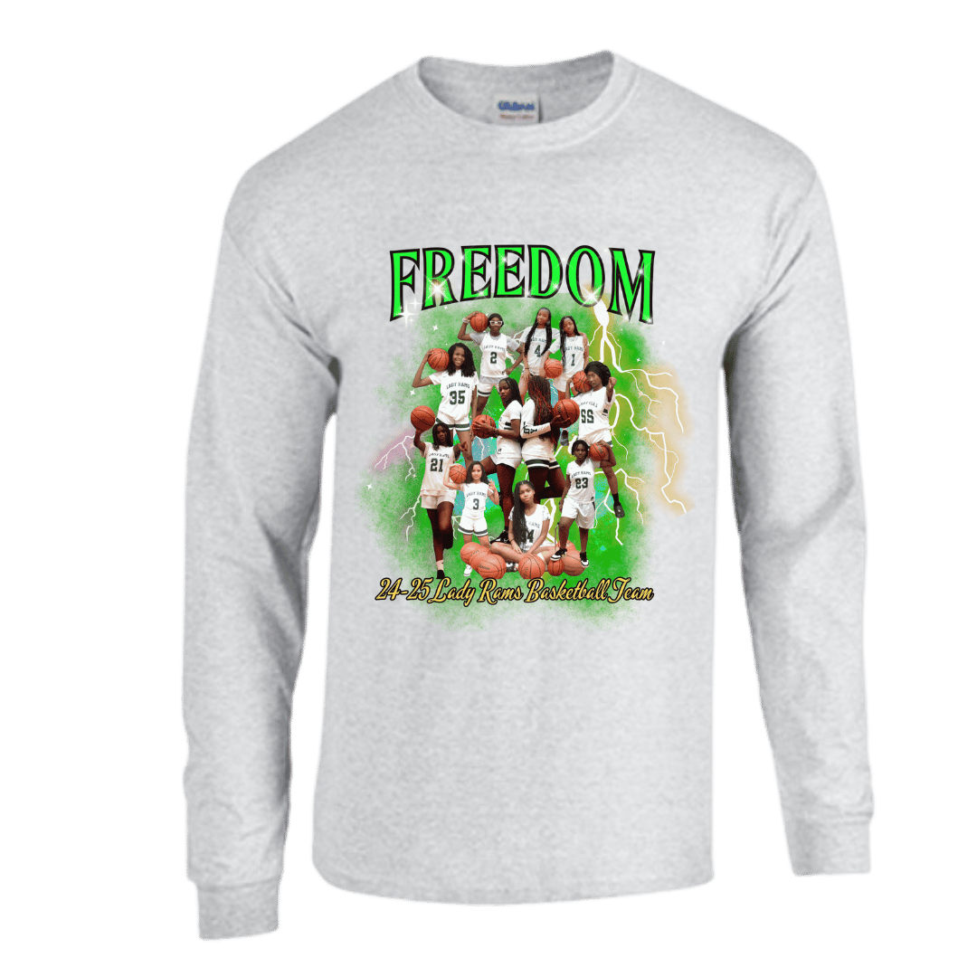 Unisex Short and Long Sleeve T-Shirt (24-25 Freedom Lady Rams Team Graphic T-Shirts)