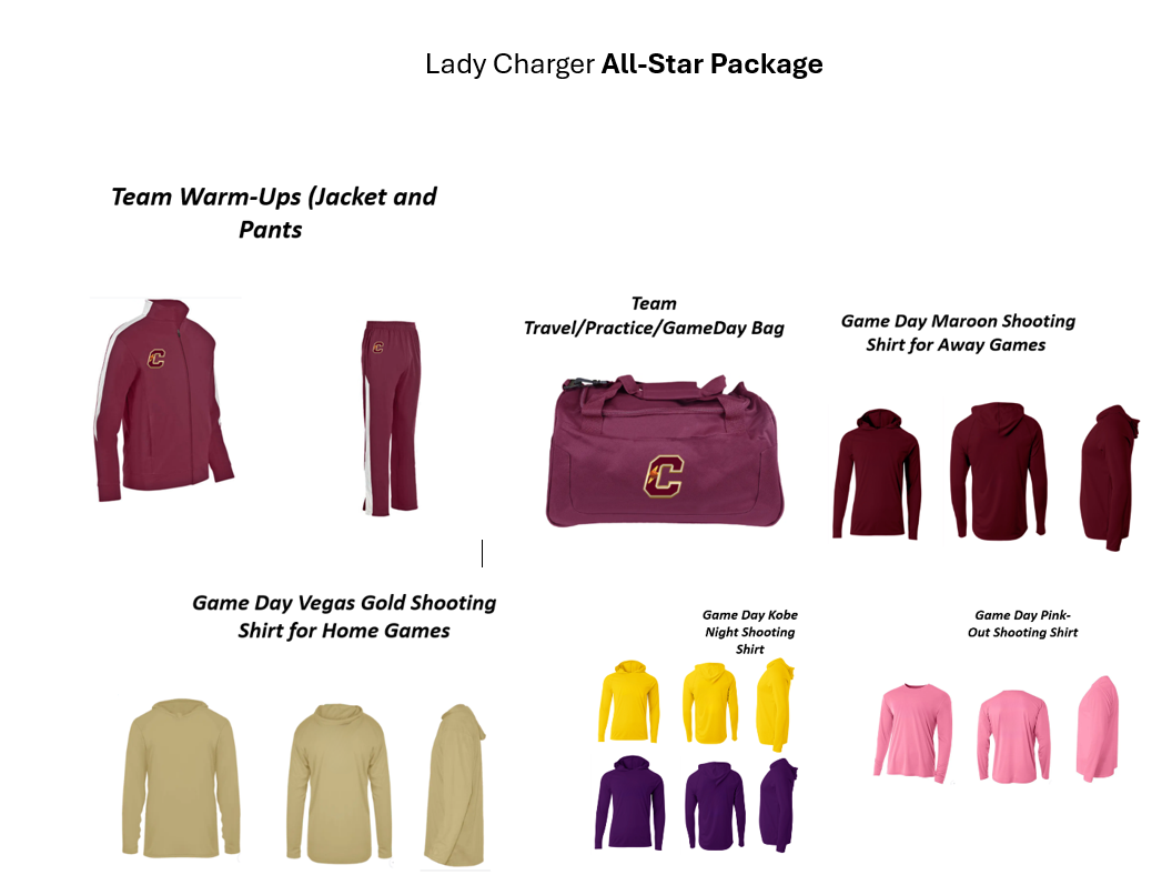 Lady Chargers Basketball Three Sports Packages (Starter Package, All-Star Package, and Charger Package)