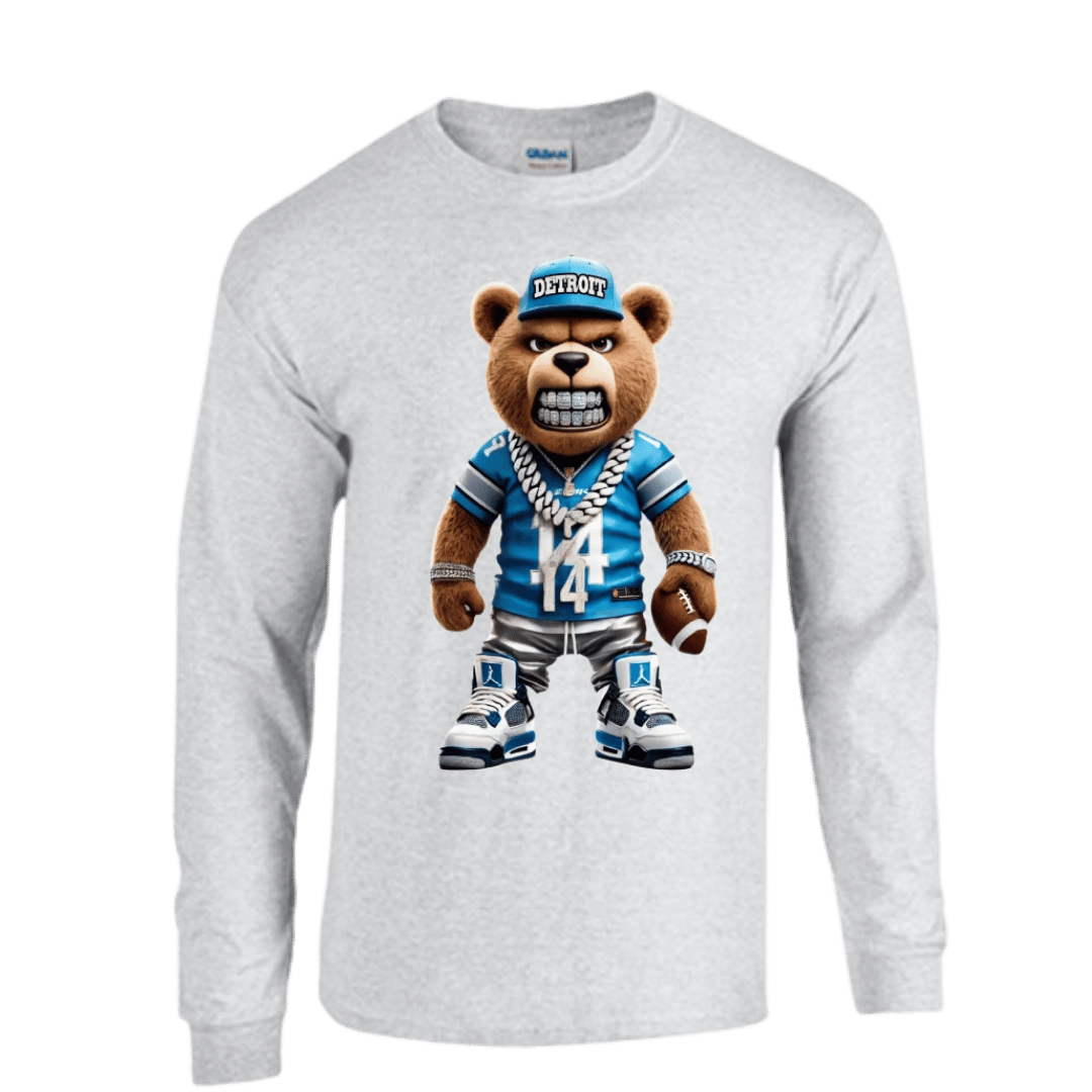 Unisex Short and Long Sleeve T-Shirt (Lions Bear #14 Football)