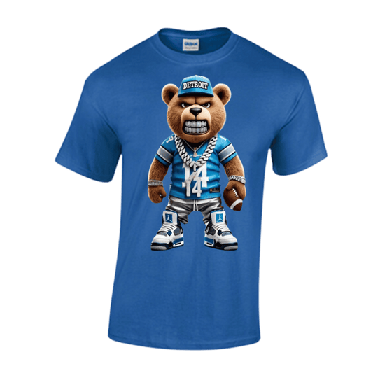 Unisex Short and Long Sleeve T-Shirt (Lions Bear #14 Football)