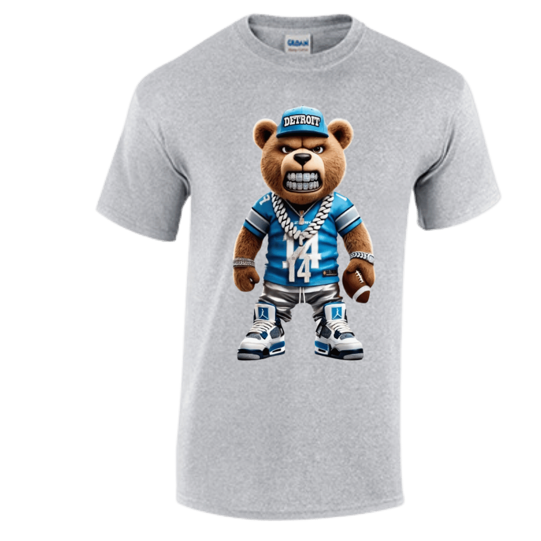 Unisex Short and Long Sleeve T-Shirt (Lions Bear #14 Football)