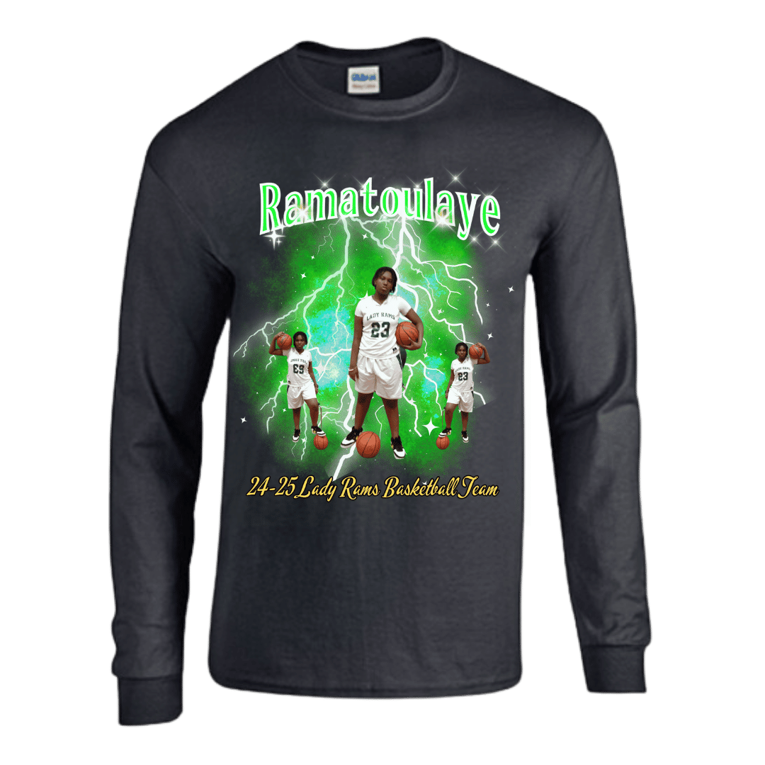 Unisex Short and Long Sleeve T-Shirt (BIG BA 24-25 Lady Rams Basketball Graphic T-Shirt)
