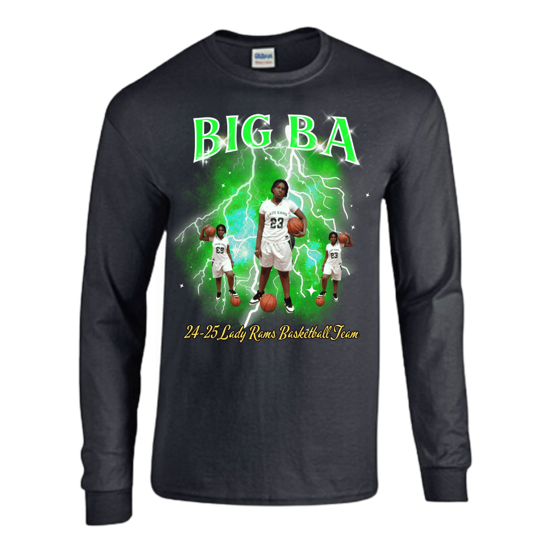 Unisex Short and Long Sleeve T-Shirt (BIG BA 24-25 Lady Rams Basketball Graphic T-Shirt)