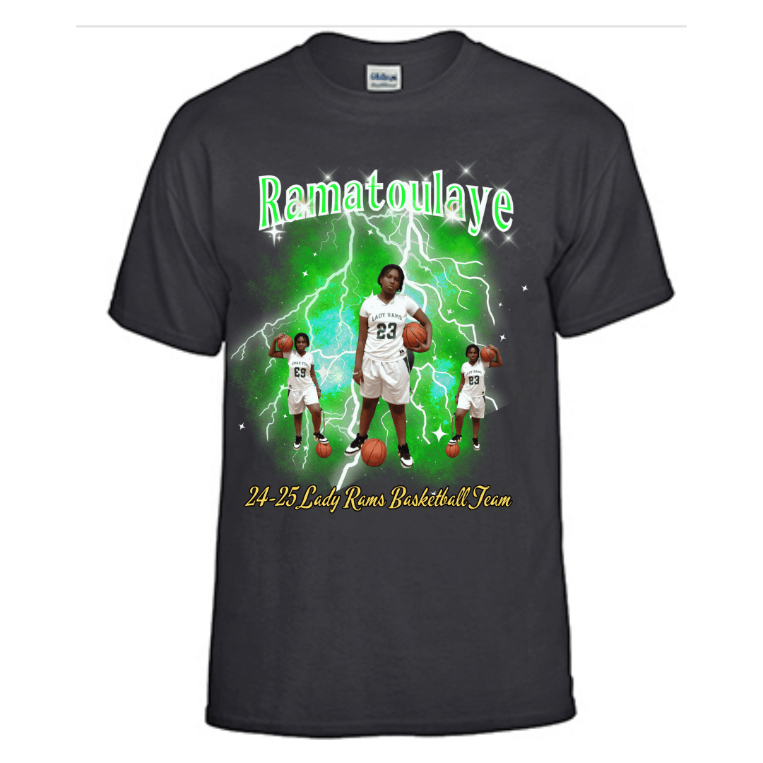 Unisex Short and Long Sleeve T-Shirt (BIG BA 24-25 Lady Rams Basketball Graphic T-Shirt)