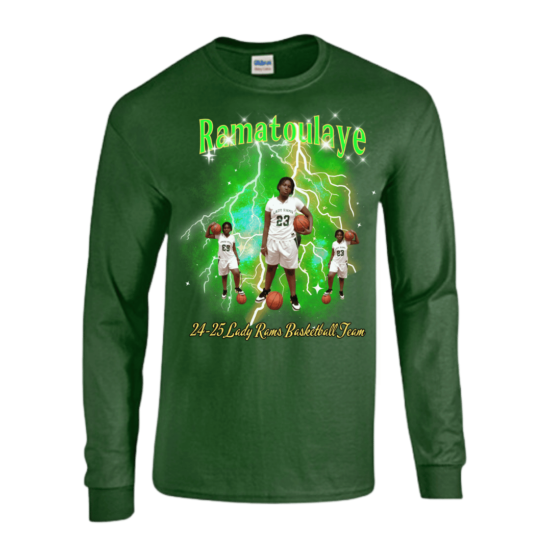 Unisex Short and Long Sleeve T-Shirt (BIG BA 24-25 Lady Rams Basketball Graphic T-Shirt)