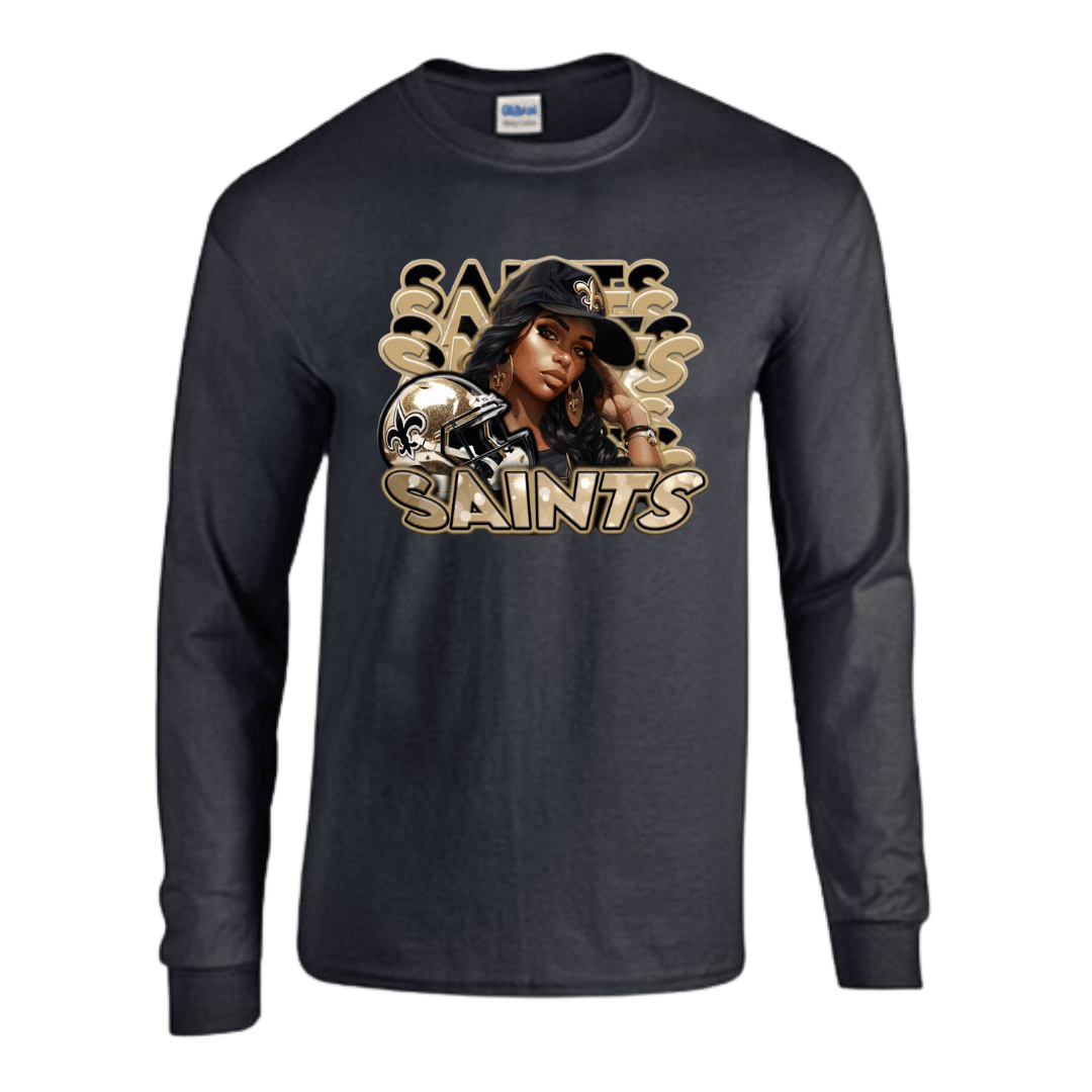 Unisex Short and Long Sleeve T-Shirt (Saints Girl Football)