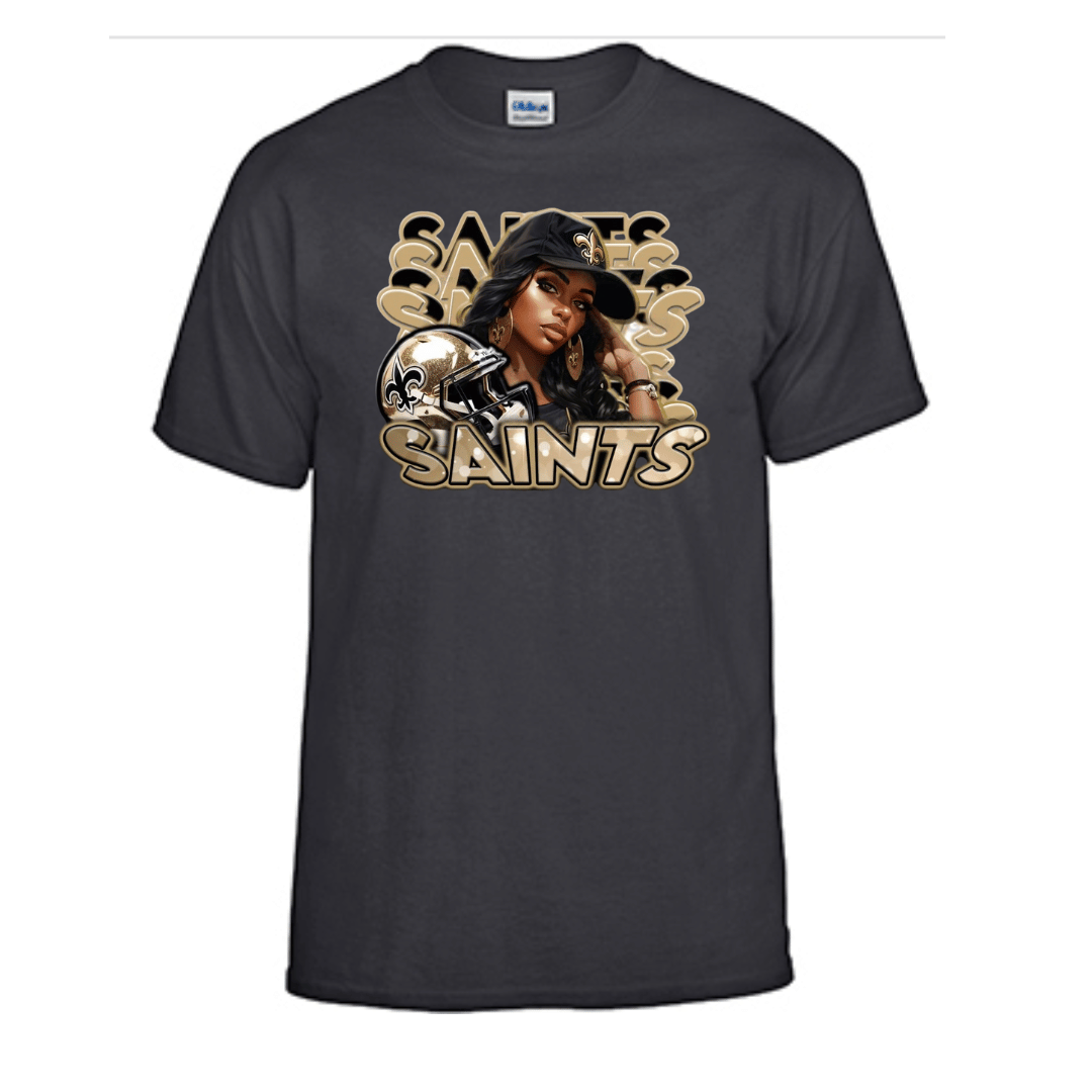 Unisex Short and Long Sleeve T-Shirt (Saints Girl Football)