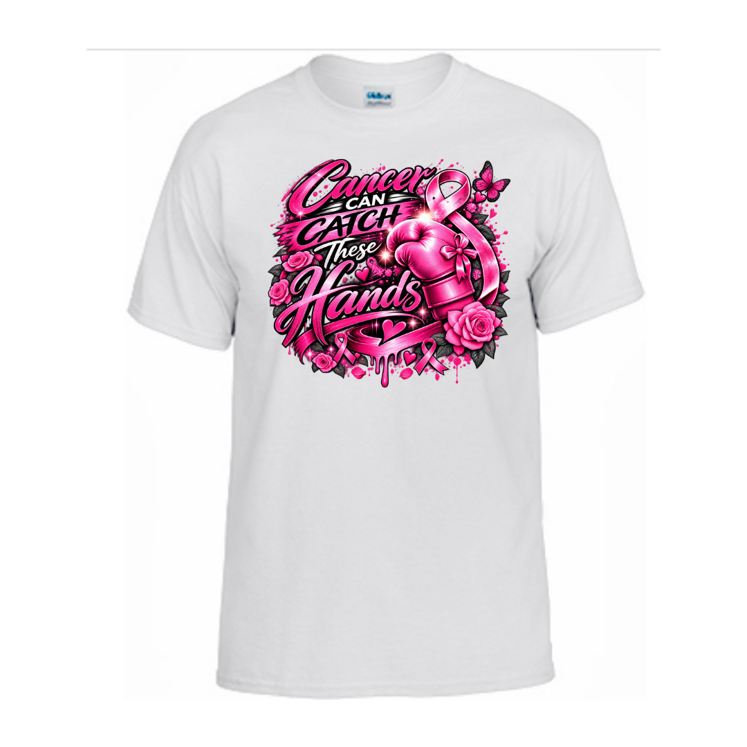 Unisex Short Sleeve T-Shirt (Breast Cancer Awareness Boxing Glove Pink Ribbon Fighter Support Pink)