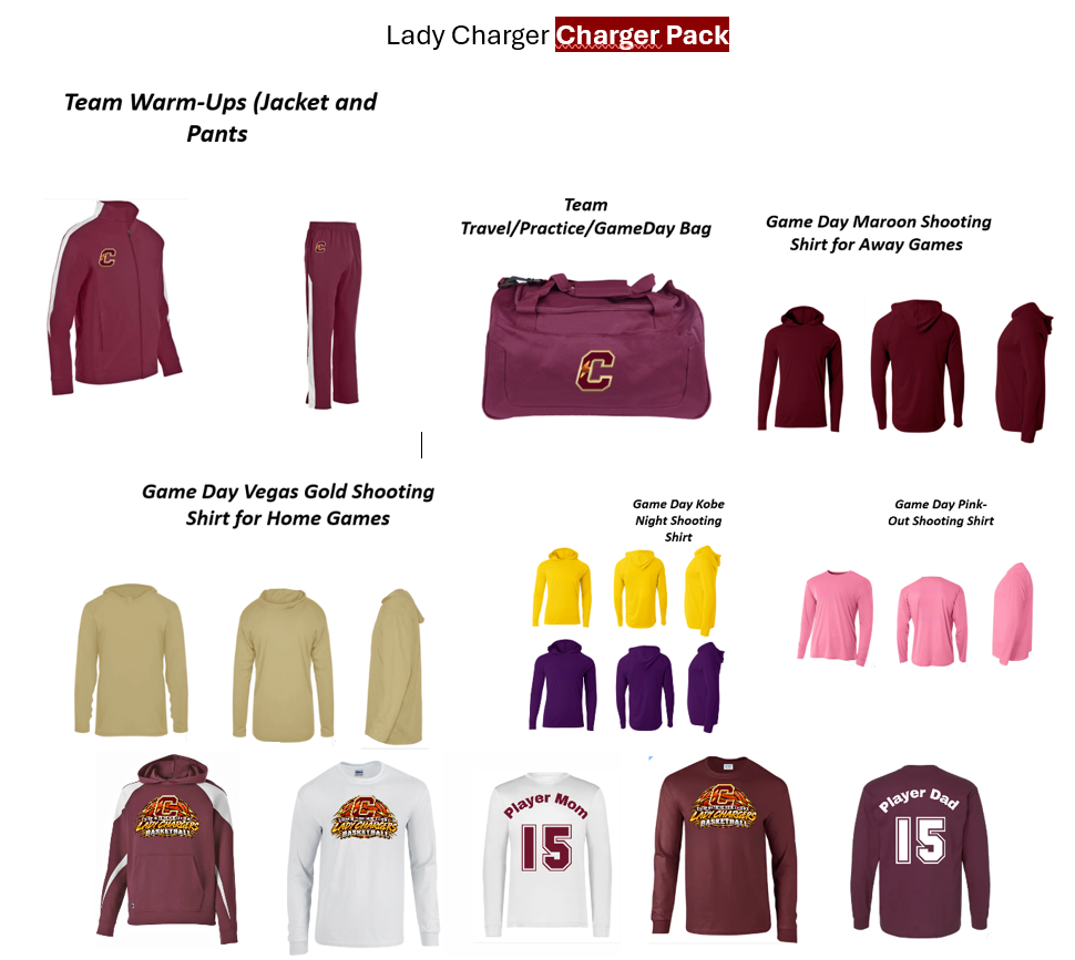 Lady Chargers Basketball Three Sports Packages (Starter Package, All-Star Package, and Charger Package)