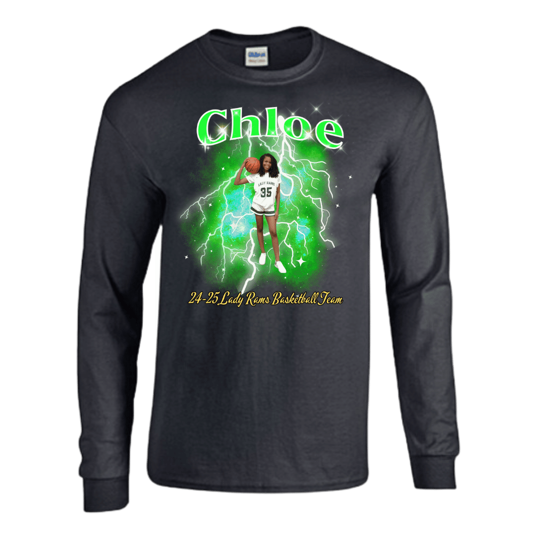 Unisex Short and Long Sleeve T-Shirt (Chloe 24-25 Lady Rams Basketball Graphic T-Shirt)