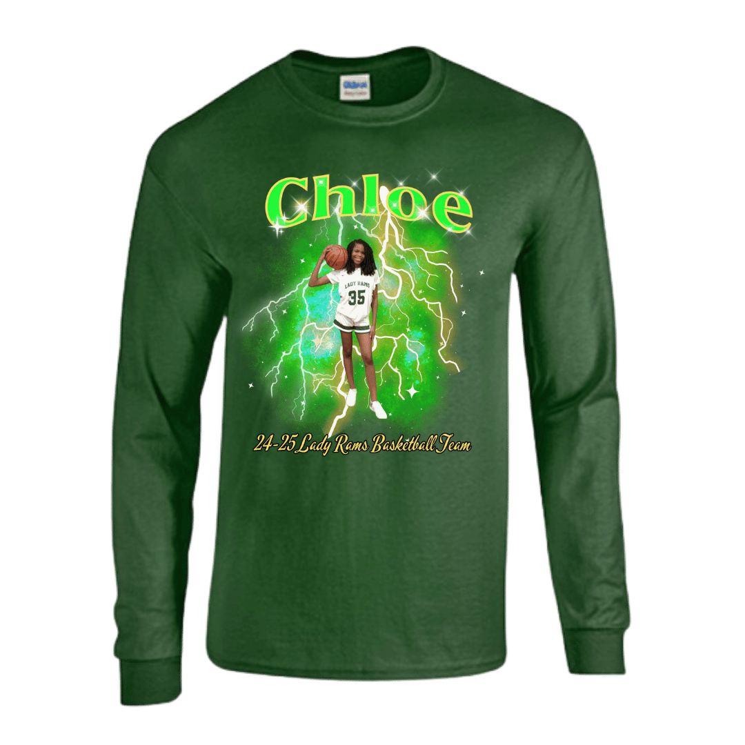 Unisex Short and Long Sleeve T-Shirt (Chloe 24-25 Lady Rams Basketball Graphic T-Shirt)