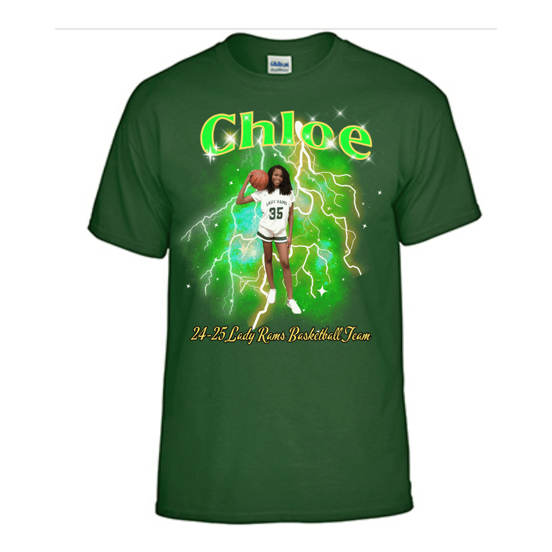 Unisex Short and Long Sleeve T-Shirt (Chloe 24-25 Lady Rams Basketball Graphic T-Shirt)