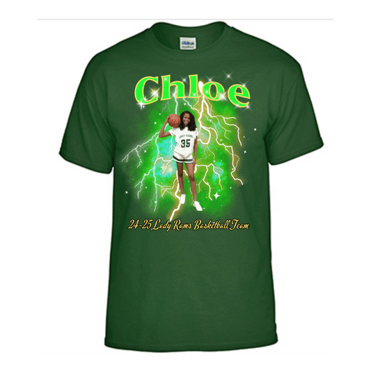Unisex Short and Long Sleeve T-Shirt (Chloe 24-25 Lady Rams Basketball Graphic T-Shirt)