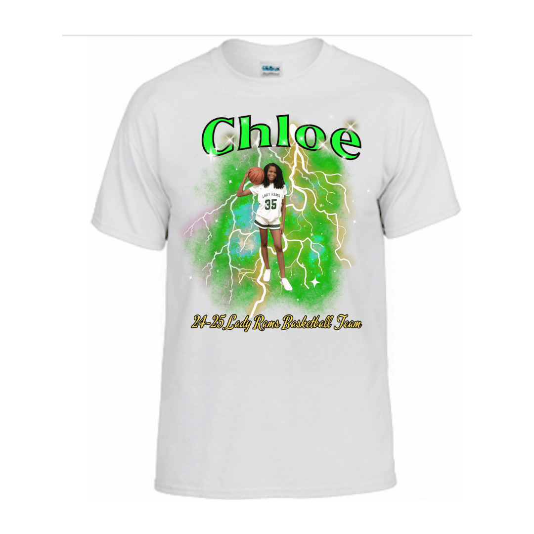Unisex Short and Long Sleeve T-Shirt (Chloe 24-25 Lady Rams Basketball Graphic T-Shirt)