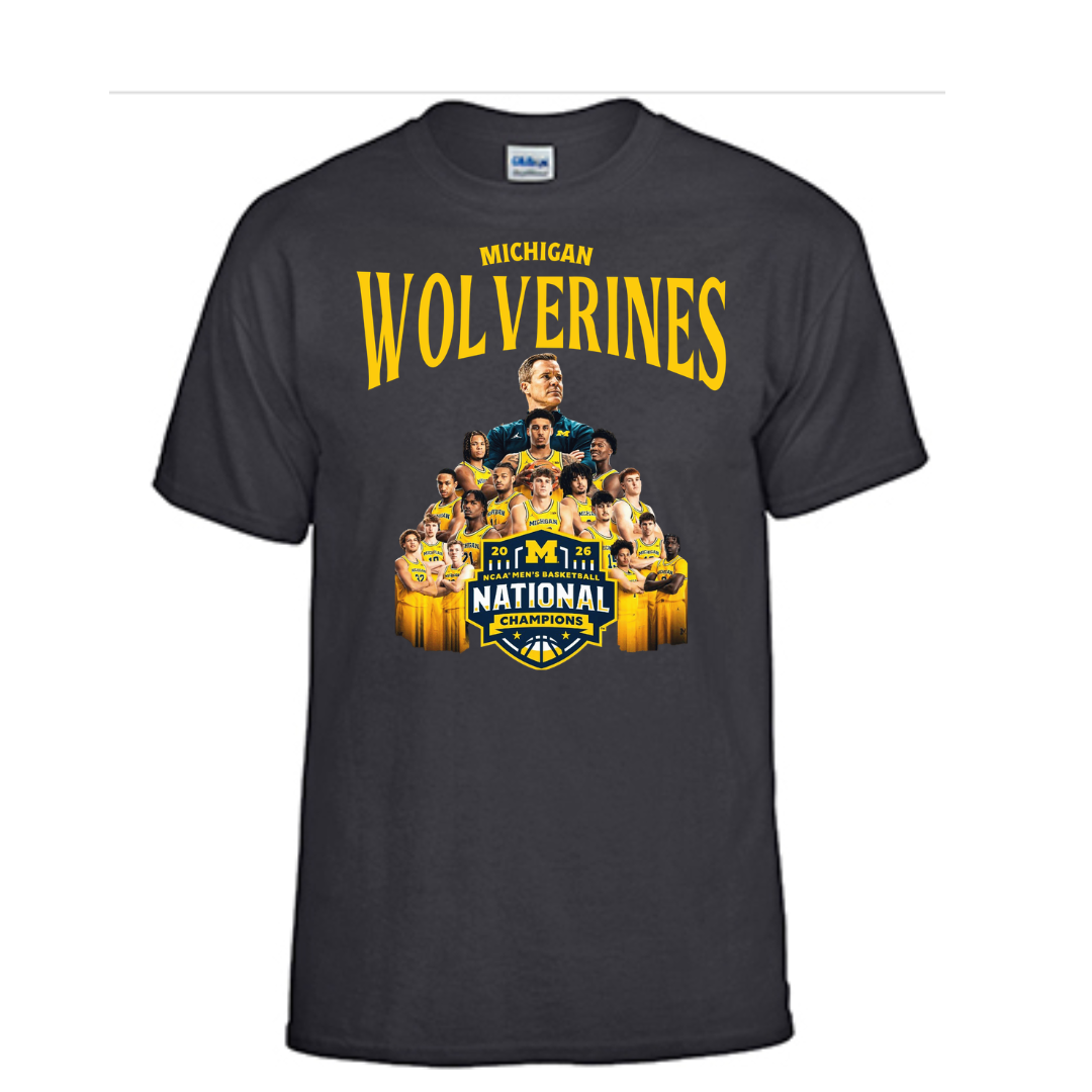 Unisex Short Sleeve T-Shirts (2026 Michigan Wolverines Men's Basketball Championship Graphic Shirts)