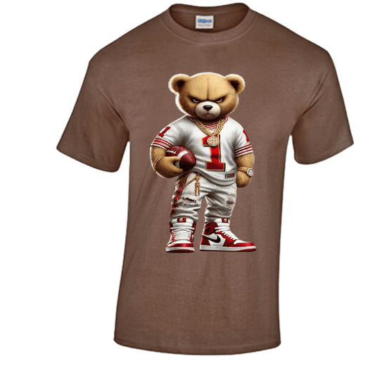 Unisex Short and Long Sleeve T-Shirt (49ers Bear #1 Football)