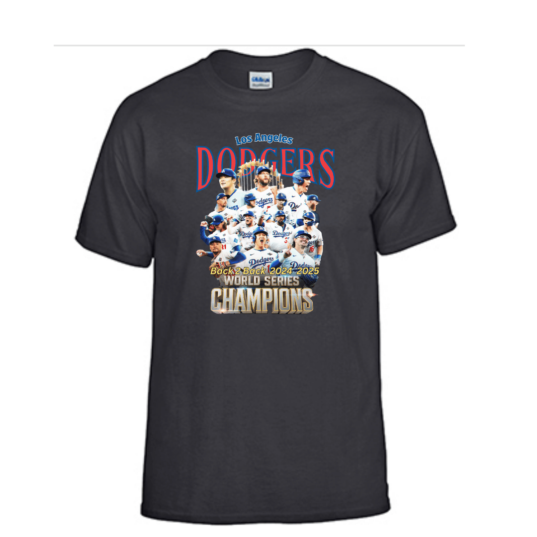 Unisex Short Sleeve T-Shirts ( Los Angeles Dodgers Back to Back Championship Graphic Shirts)