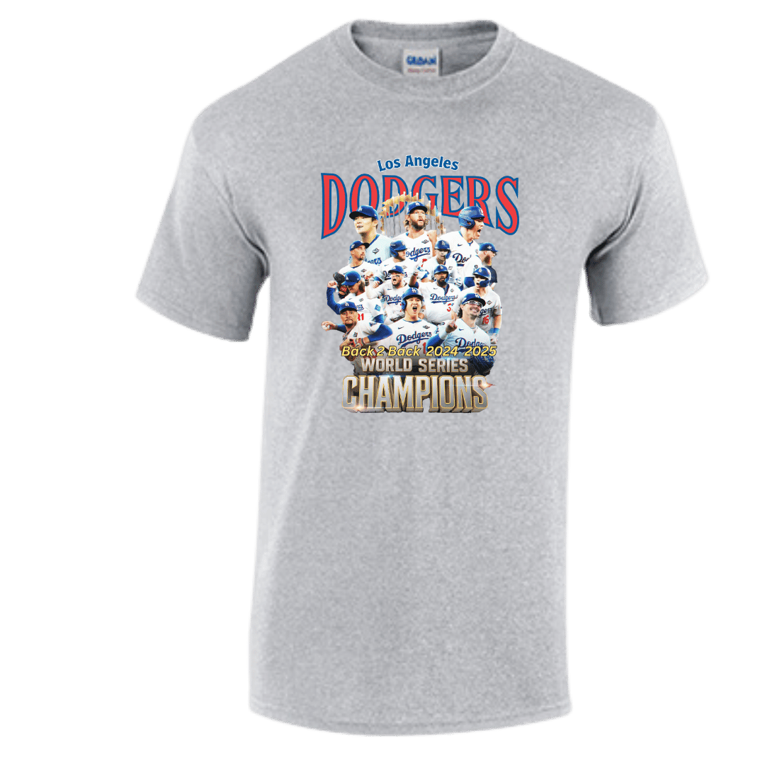 Unisex Short Sleeve T-Shirts ( Los Angeles Dodgers Back to Back Championship Graphic Shirts)