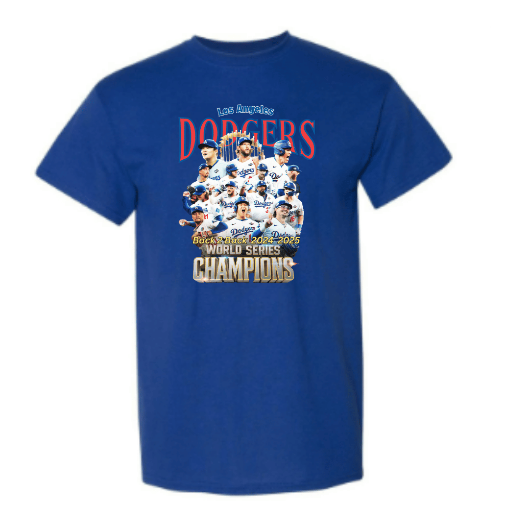 Unisex Short Sleeve T-Shirts ( Los Angeles Dodgers Back to Back Championship Graphic Shirts)