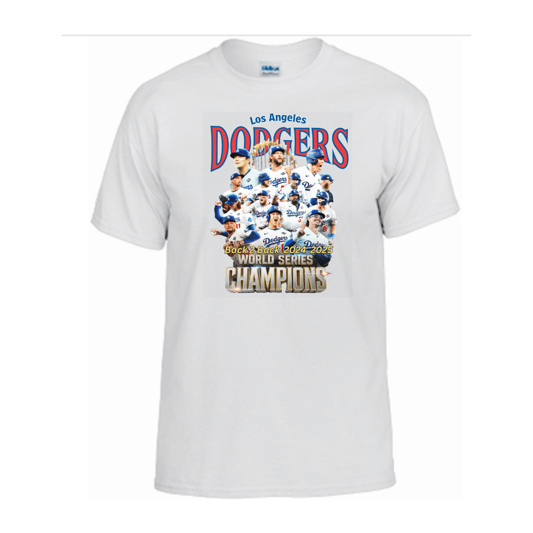 Unisex Short Sleeve T-Shirts ( Los Angeles Dodgers Back to Back Championship Graphic Shirts)
