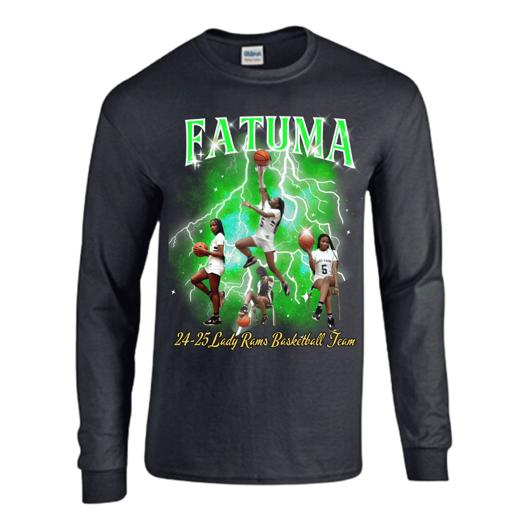 Unisex Short and Long Sleeve T-Shirt (Fatuma 24-25 Lady Rams Basketball Graphic T-Shirt)