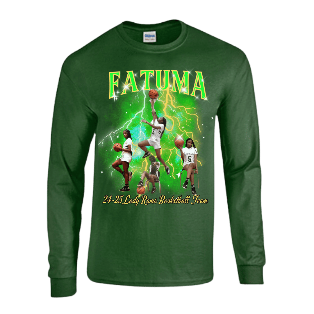 Unisex Short and Long Sleeve T-Shirt (Fatuma 24-25 Lady Rams Basketball Graphic T-Shirt)