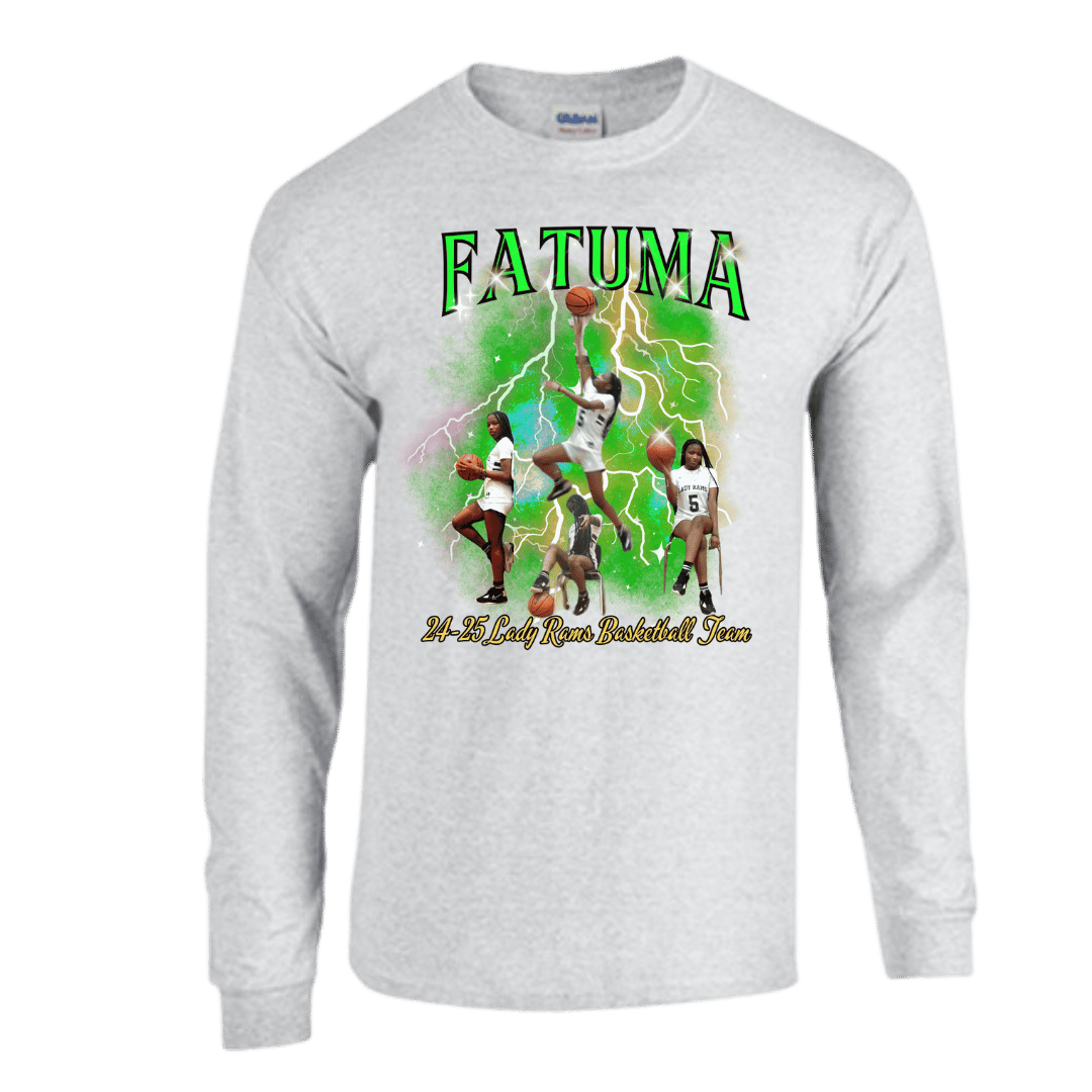 Unisex Short and Long Sleeve T-Shirt (Fatuma 24-25 Lady Rams Basketball Graphic T-Shirt)