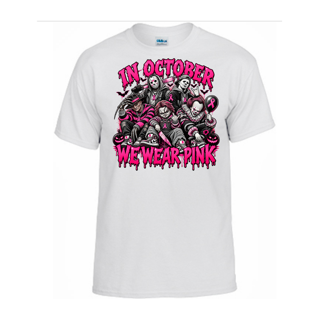 Unisex Short and T-Shirt (Horror Icons Breast Cancer Awareness Halloween T-Shirts)