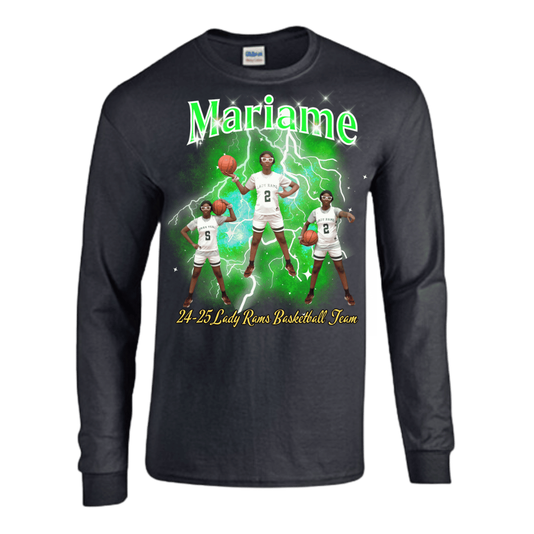 Unisex Short and Long Sleeve T-Shirt (LIL BA 24-25 Lady Rams Basketball Graphic T-Shirt)