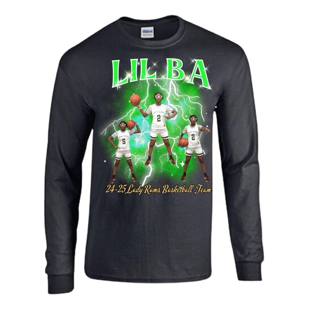 Unisex Short and Long Sleeve T-Shirt (LIL BA 24-25 Lady Rams Basketball Graphic T-Shirt)