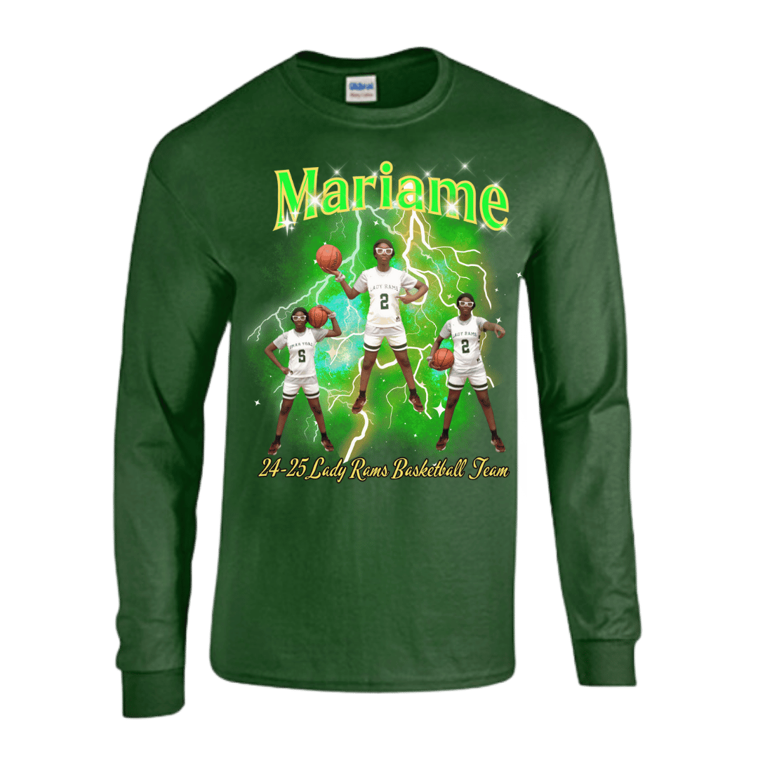 Unisex Short and Long Sleeve T-Shirt (LIL BA 24-25 Lady Rams Basketball Graphic T-Shirt)