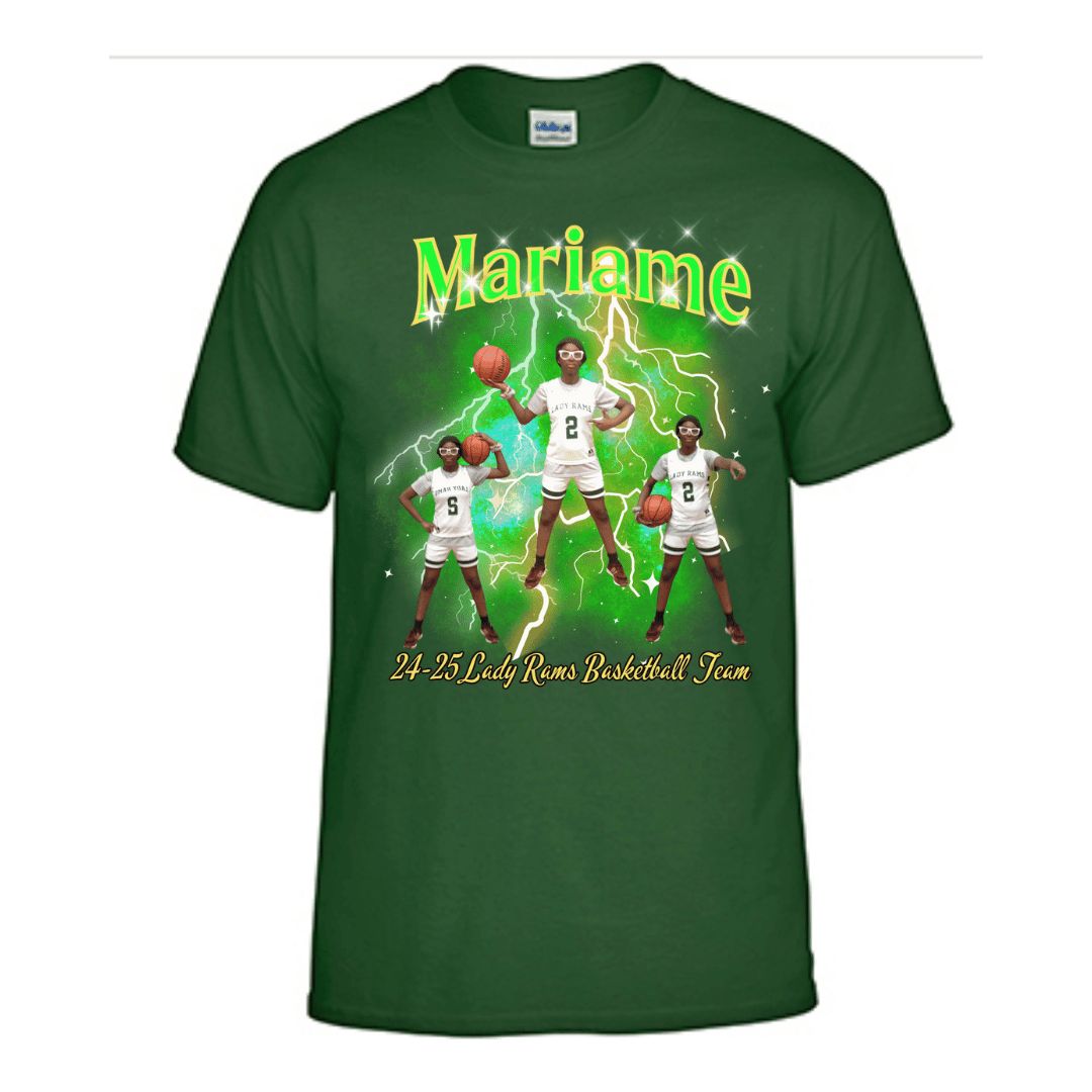 Unisex Short and Long Sleeve T-Shirt (LIL BA 24-25 Lady Rams Basketball Graphic T-Shirt)