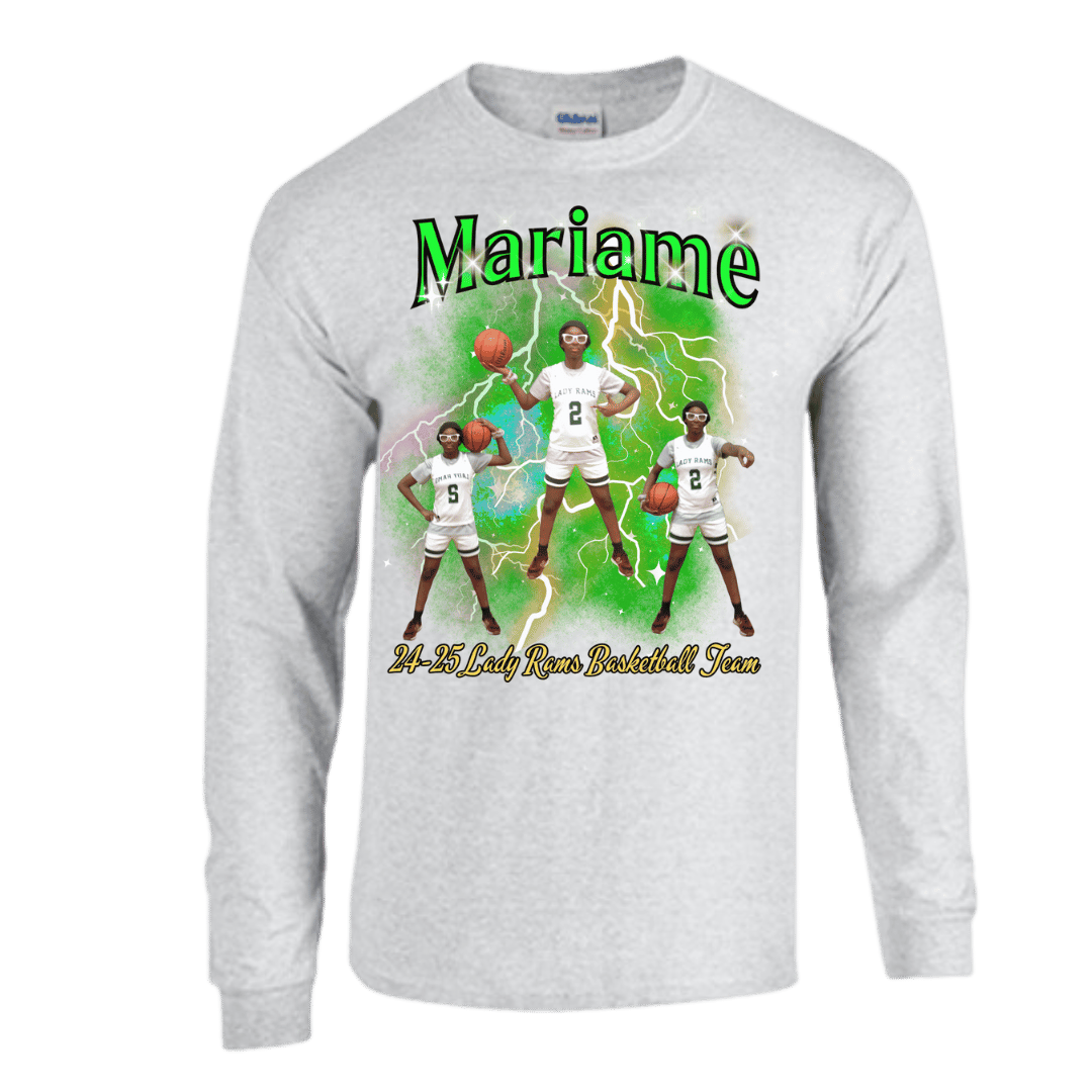 Unisex Short and Long Sleeve T-Shirt (LIL BA 24-25 Lady Rams Basketball Graphic T-Shirt)