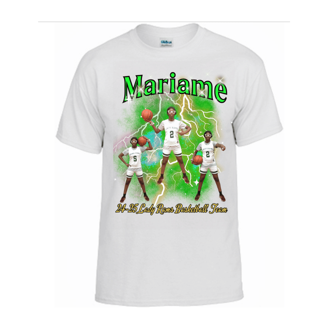 Unisex Short and Long Sleeve T-Shirt (LIL BA 24-25 Lady Rams Basketball Graphic T-Shirt)