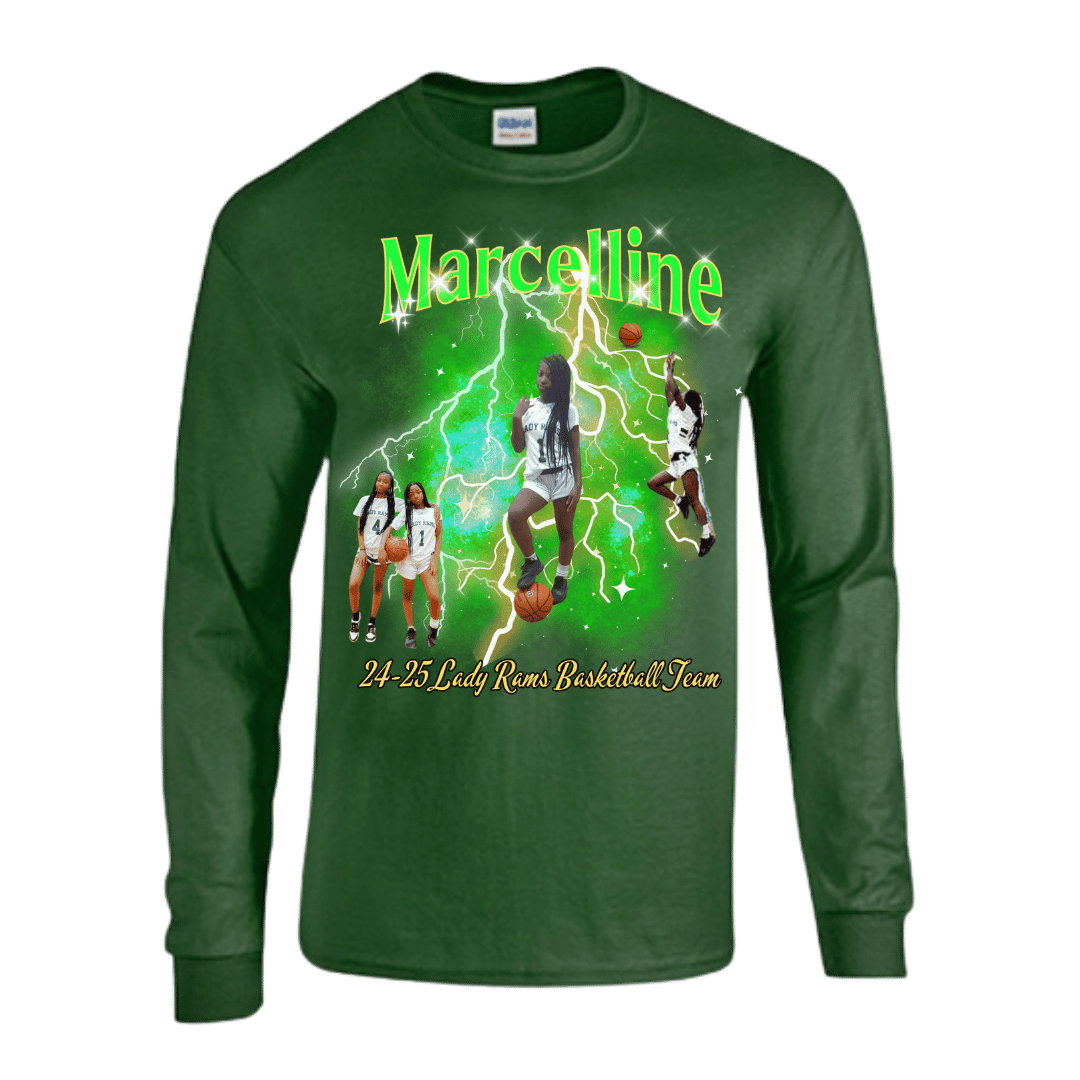 Unisex Short and Long Sleeve T-Shirt (Marcelline 24-25 Lady Rams Basketball Graphic T-Shirt)