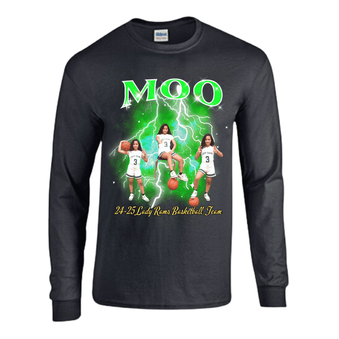 Unisex Short and Long Sleeve T-Shirt (Moo 24-25 Lady Rams Basketball Graphic T-Shirt)