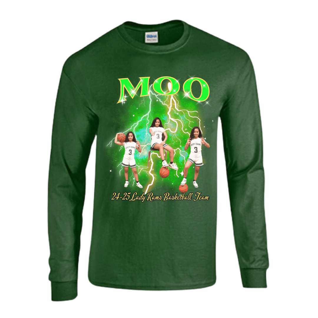 Unisex Short and Long Sleeve T-Shirt (Moo 24-25 Lady Rams Basketball Graphic T-Shirt)