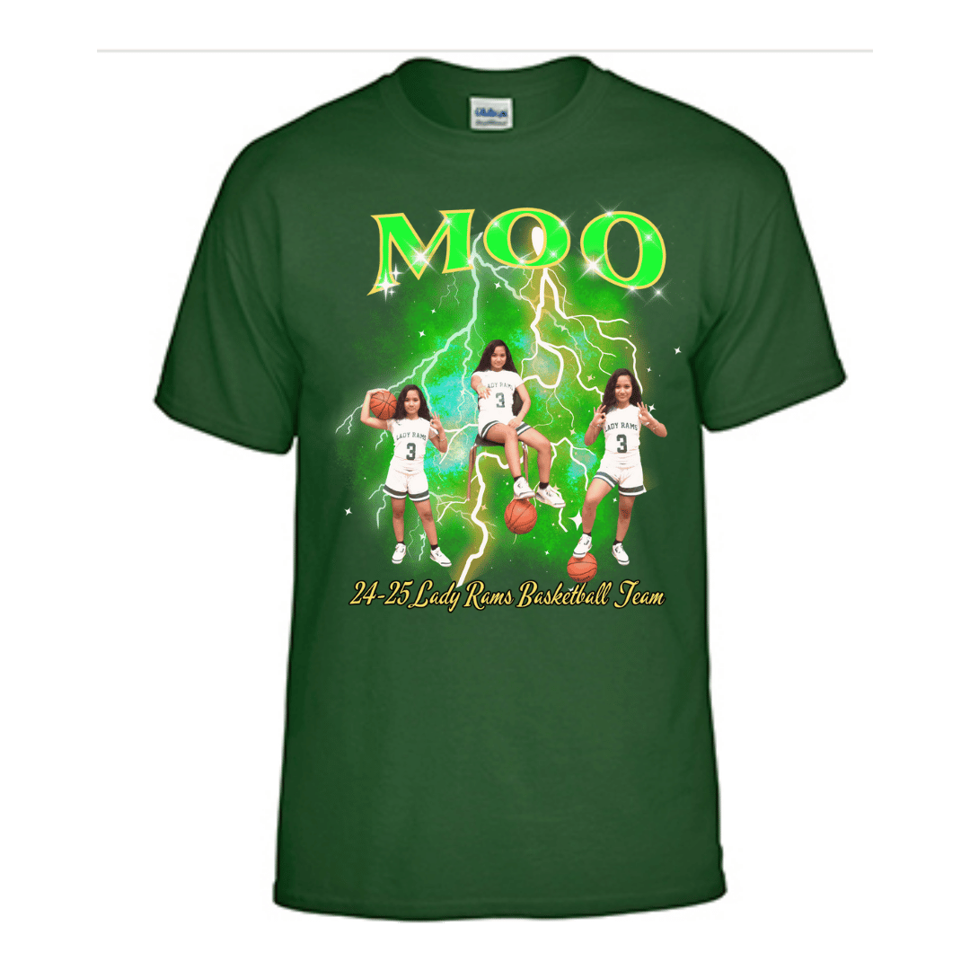 Unisex Short and Long Sleeve T-Shirt (Moo 24-25 Lady Rams Basketball Graphic T-Shirt)