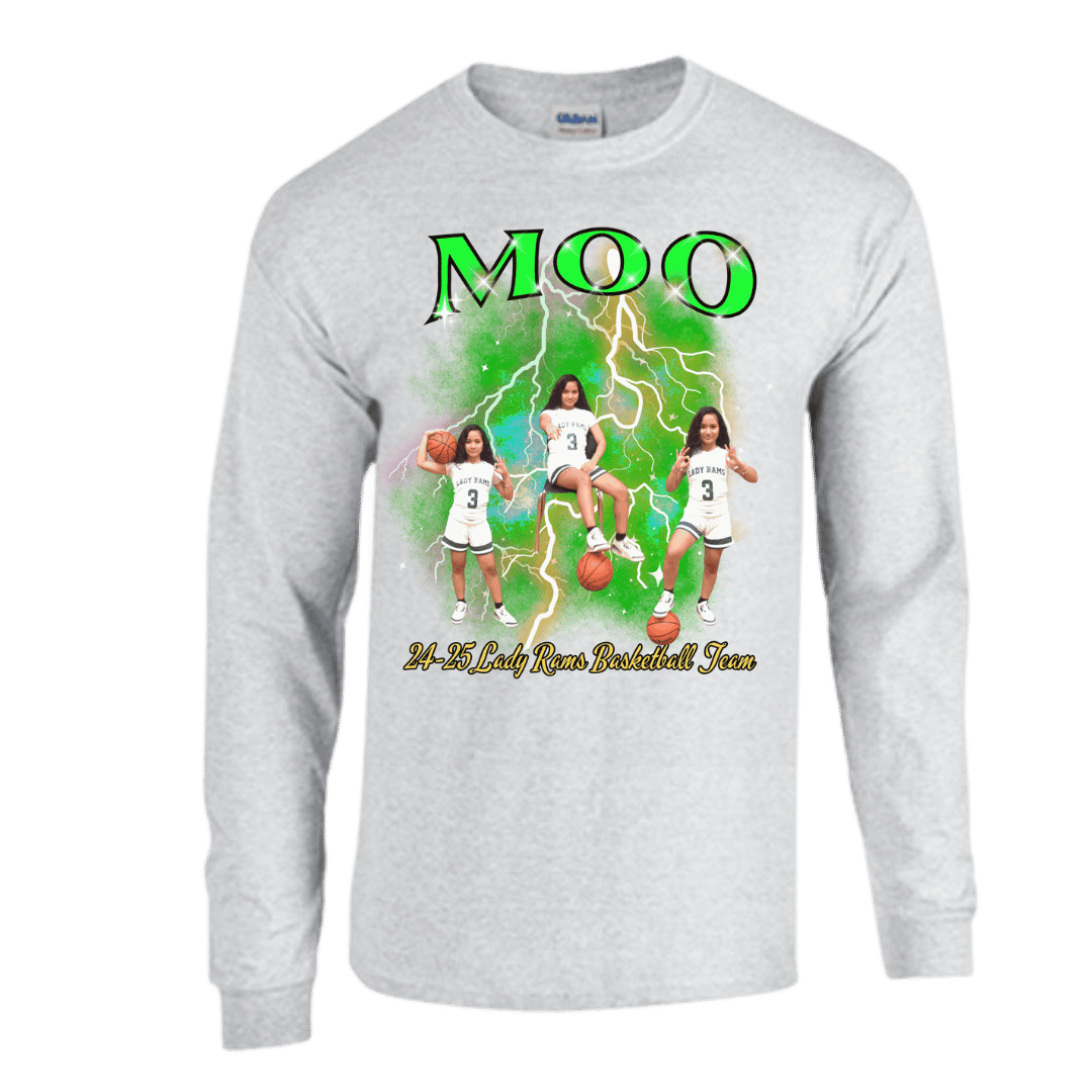 Unisex Short and Long Sleeve T-Shirt (Moo 24-25 Lady Rams Basketball Graphic T-Shirt)