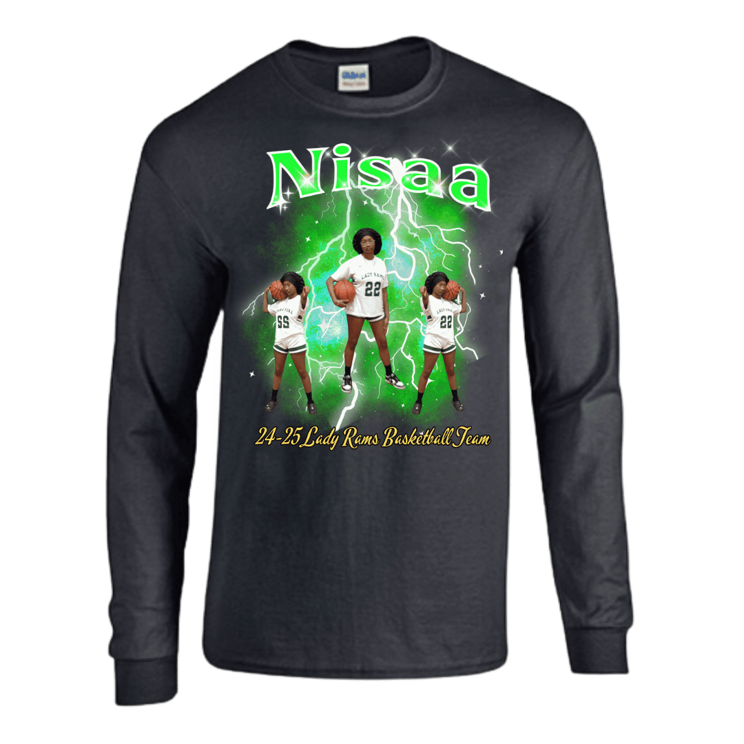 Unisex Short and Long Sleeve T-Shirt (Nisaa 24-25 Lady Rams Basketball Graphic T-Shirt)