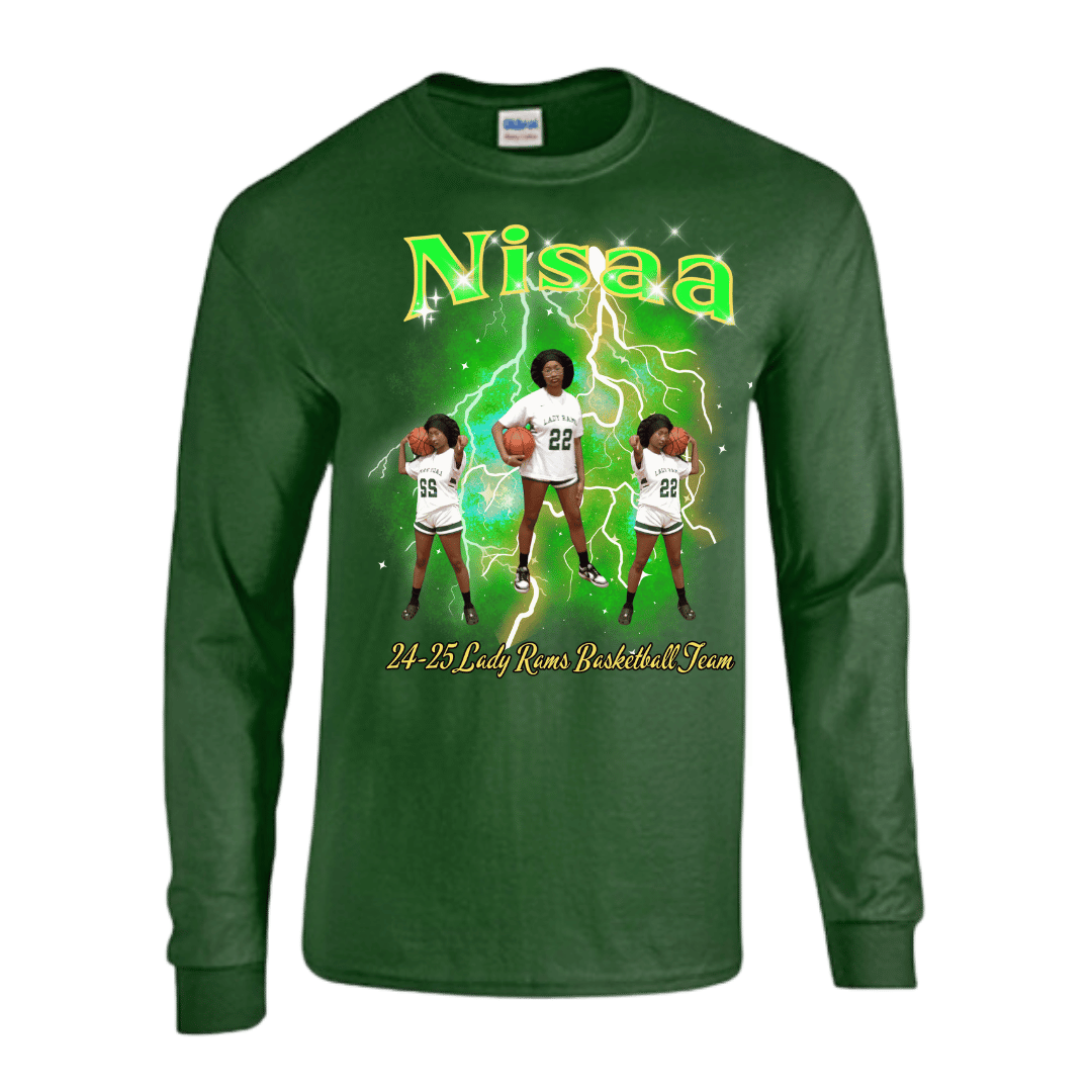 Unisex Short and Long Sleeve T-Shirt (Nisaa 24-25 Lady Rams Basketball Graphic T-Shirt)