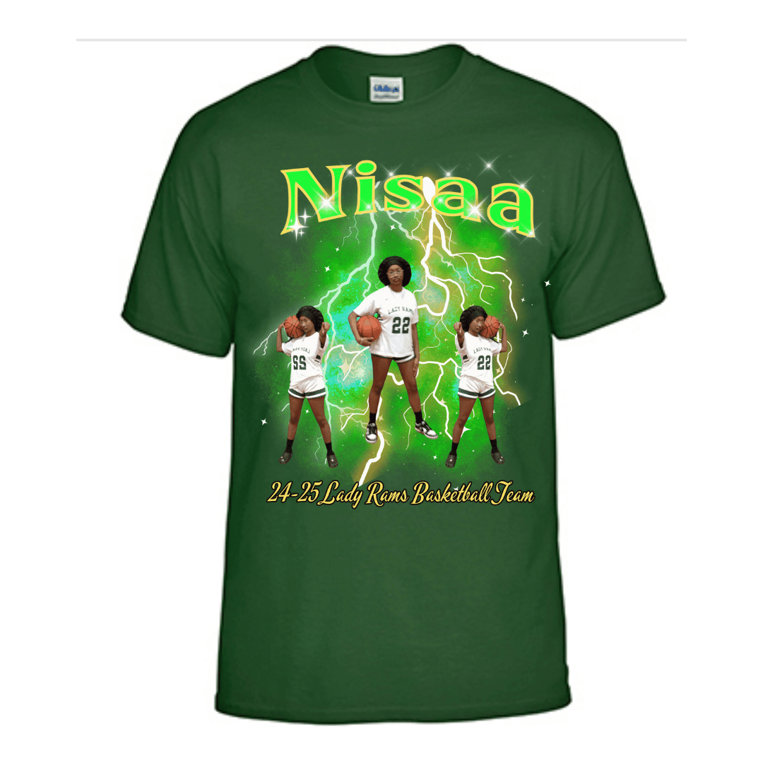 Unisex Short and Long Sleeve T-Shirt (Nisaa 24-25 Lady Rams Basketball Graphic T-Shirt)
