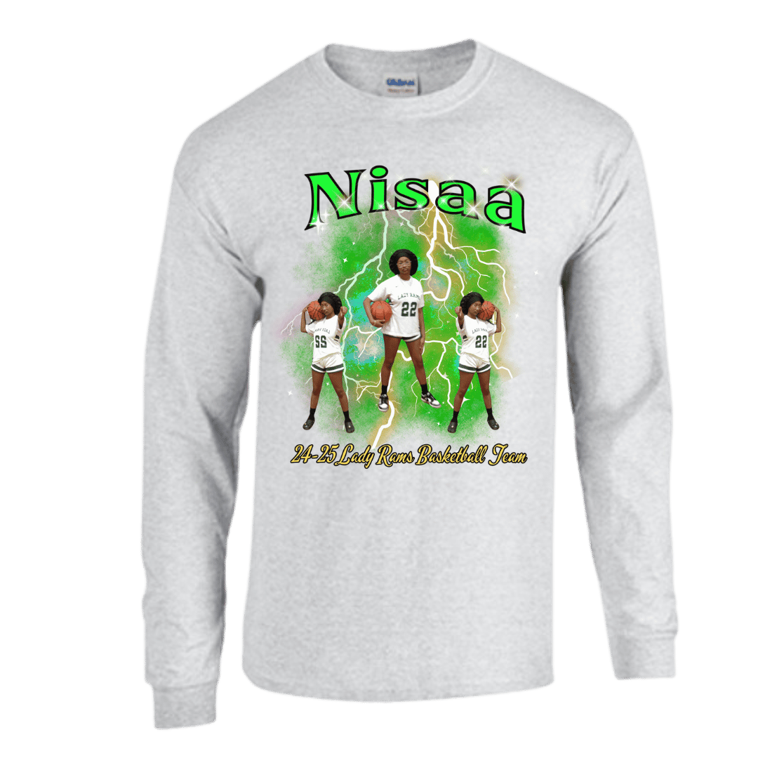 Unisex Short and Long Sleeve T-Shirt (Nisaa 24-25 Lady Rams Basketball Graphic T-Shirt)